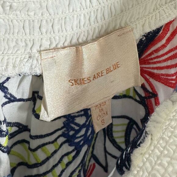 Skies Are Blue Women's White Floral Embroidered Off the Shoulder Top Size Small - Picture 4 of 11